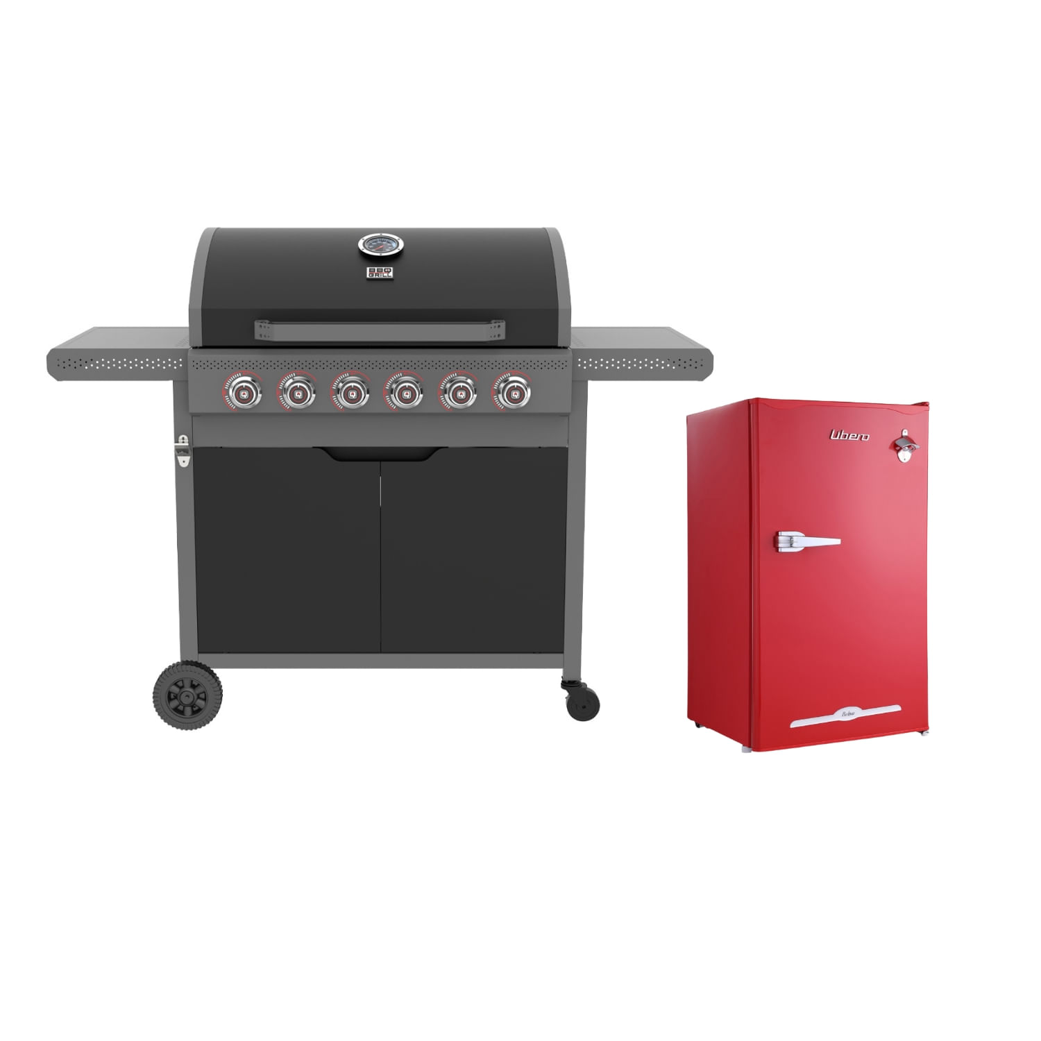 Pack Parrilla a Gas Dark Hawk 6Q + Frigobar LFB-90R
